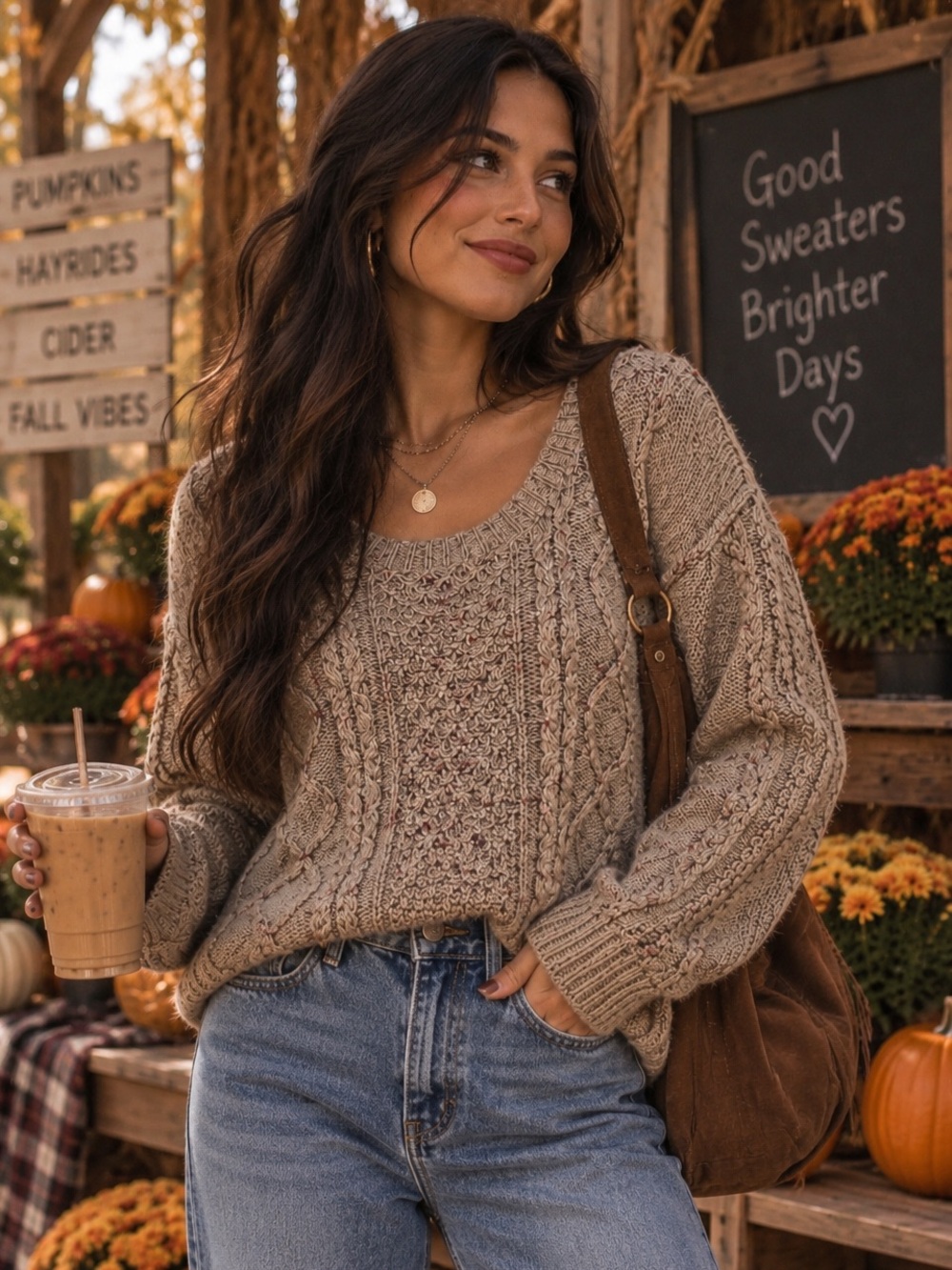 Arizona Jean Co Cable Knit Speckled Sweater Women’s Small Cottagecore